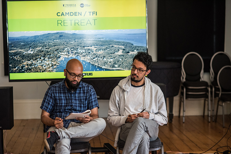 Aman Ali (left) and Zeshawn Ali present their work at the Camden/TFI Retreat. Photo: Alexandra Morrow
