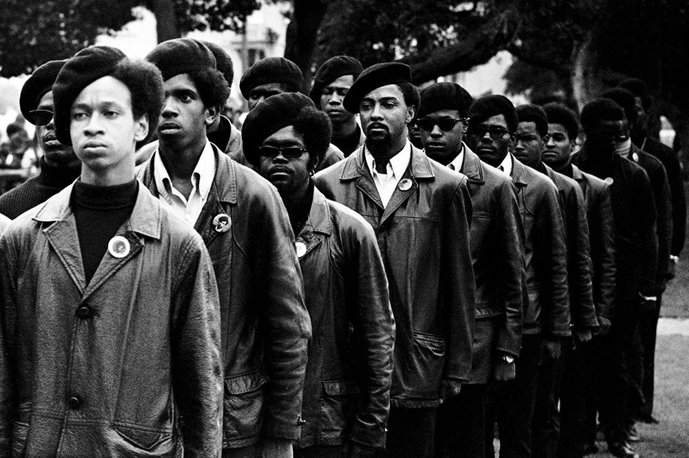 Panthers on parade at Free Huey rally in Defermery Park (named by the Panther Bobby Hutton Park) in West Oakland,  July 28, 1968. From Stanley Nelson's 'The Black Panthers: Vanguard of the Revolution.' Photo courtesy of Stephen Shames.