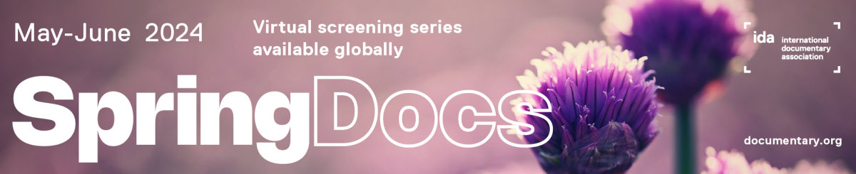 Pink banner with purple flowers in the background with whit text over that reads: SpringDocs May-June 2024. Virtual Screening series available globally. 