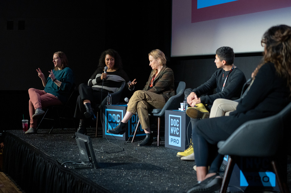 Panelists on stage at the “Trust” DOC NYC PRO session. Photo courtesy of DOC NYC. 