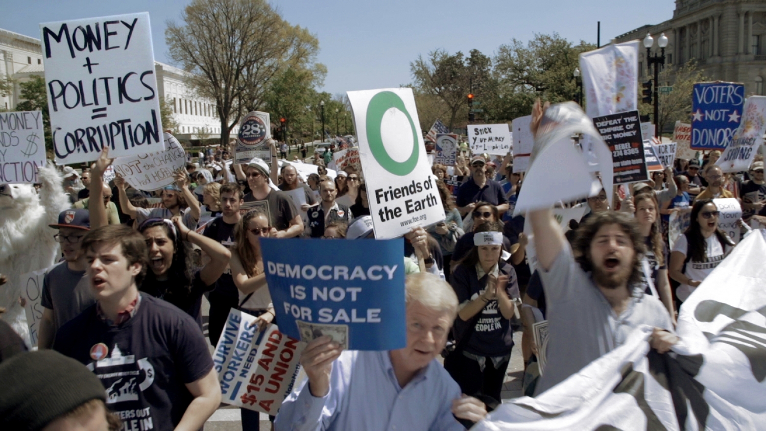 Protesters in Washington, DC. From Kimberly Reed's "Dark Money," which opens in theaters July 13 through PBS Distribution. Courtesy of POV