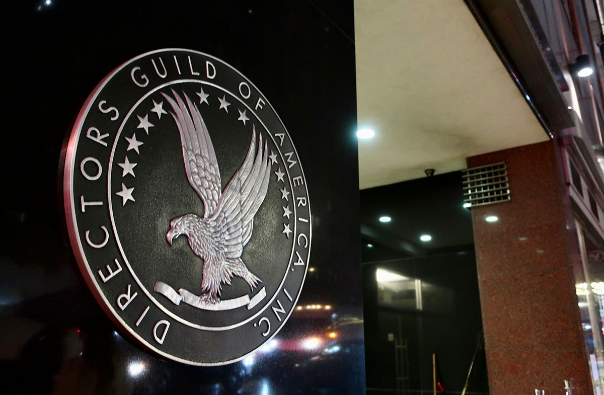 The DGA emblem at its New York office entrance. Photo by DCStockPhotography/Shutterstock.