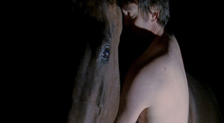 In a scene from “Zoo,” a film based on a true story, John Paulsen plays Mr. Hands, who is embracing a brown horse.