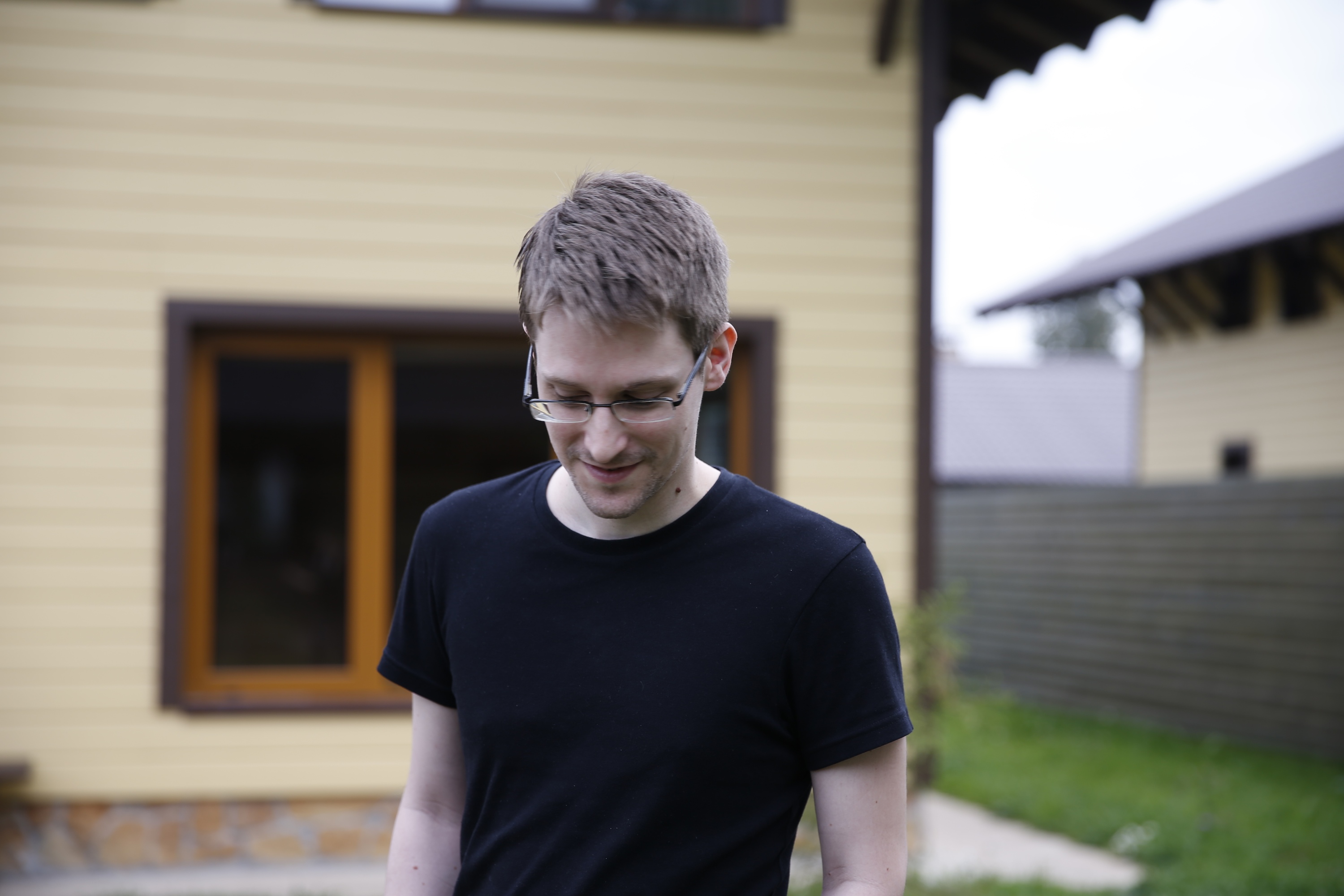 Edward Snowden in a black tshirt.