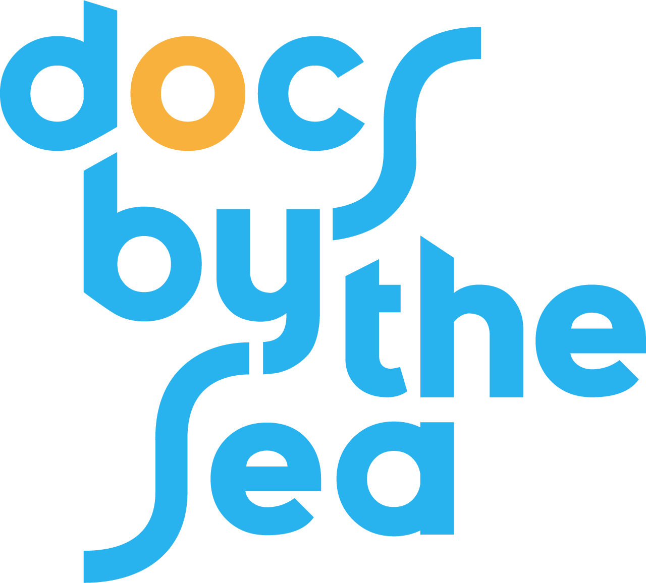 Docs By The Sea logo. Blue and gold text.