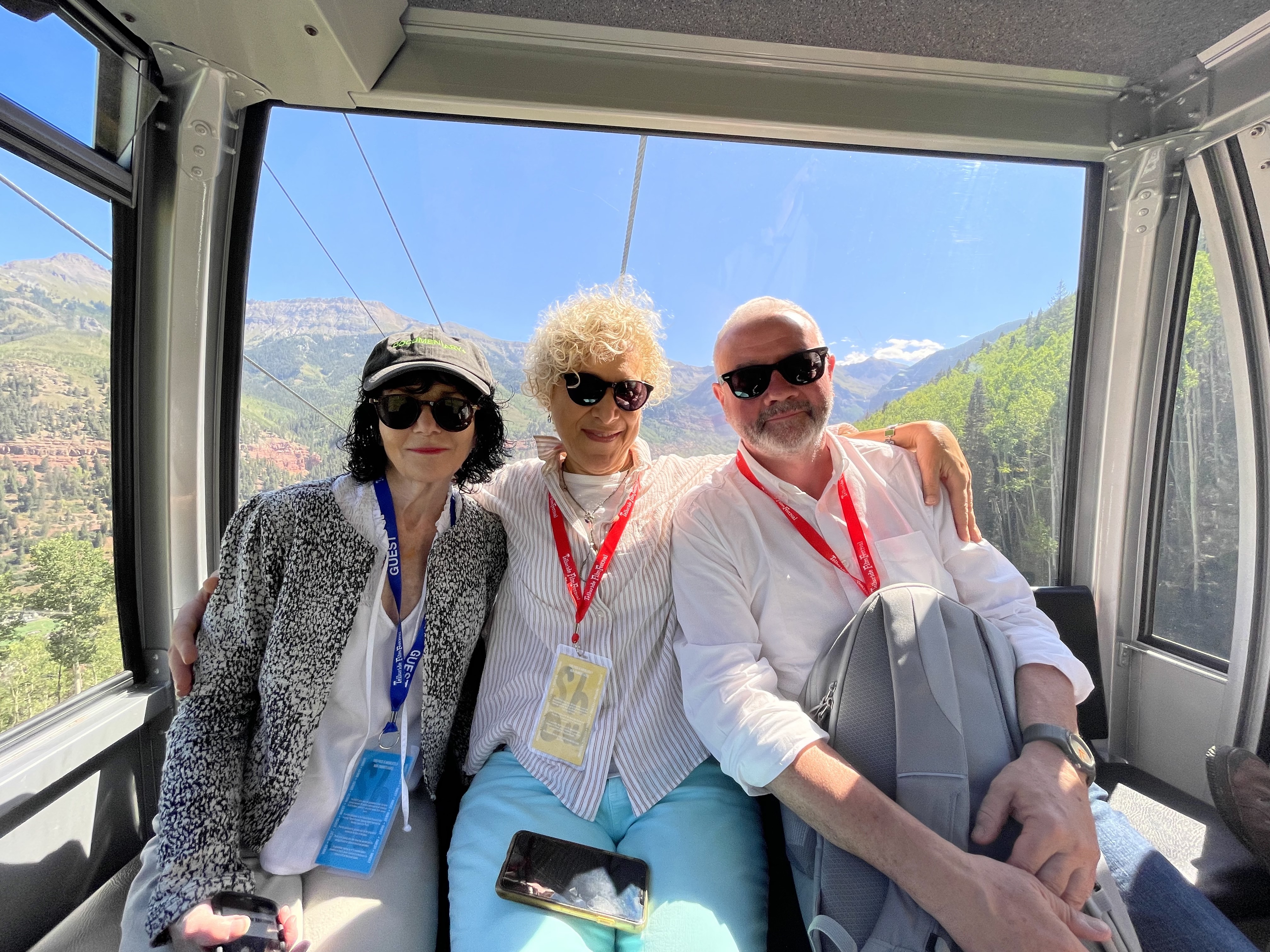 Photo taken at Telluride in 2022 of Nancy Buirski, Susan Margolin, and Simon Kilmurry (from left to right).