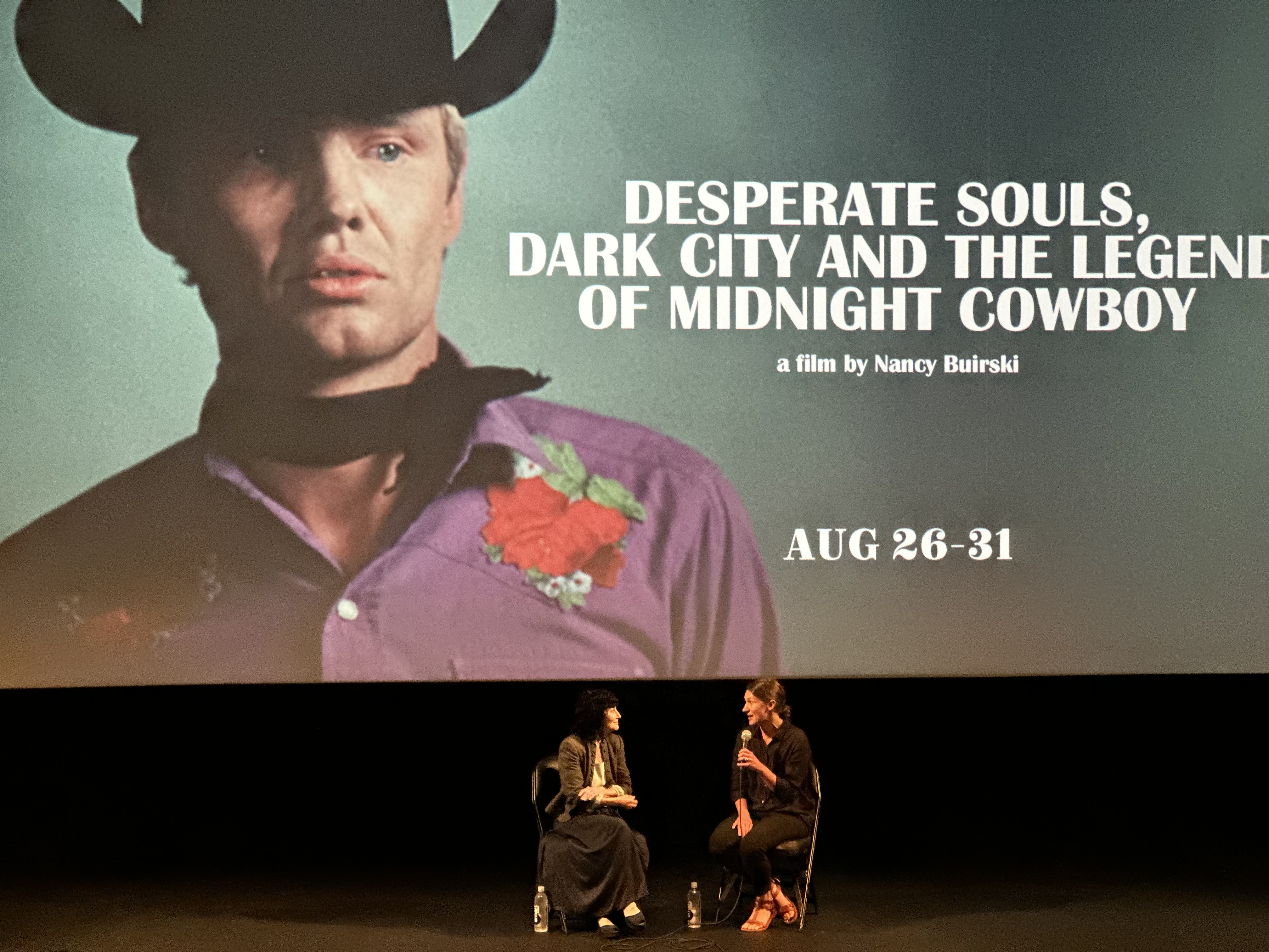 Photo of Nancy Buirski and Sadie Tillery in conversation at a Q&A of 'Desperate Souls, Dark City and the Legend of Midnight Cowboy.' Photo credit: Emily Foster