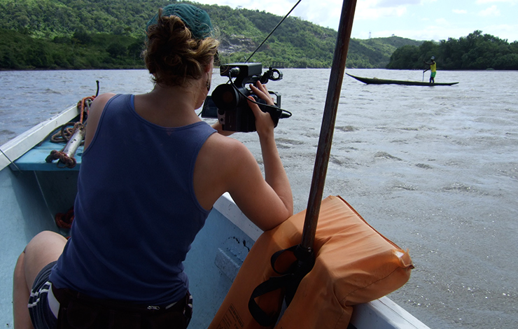Annie Silverstein (MFA 2013) shooting a documentary in Brazil.