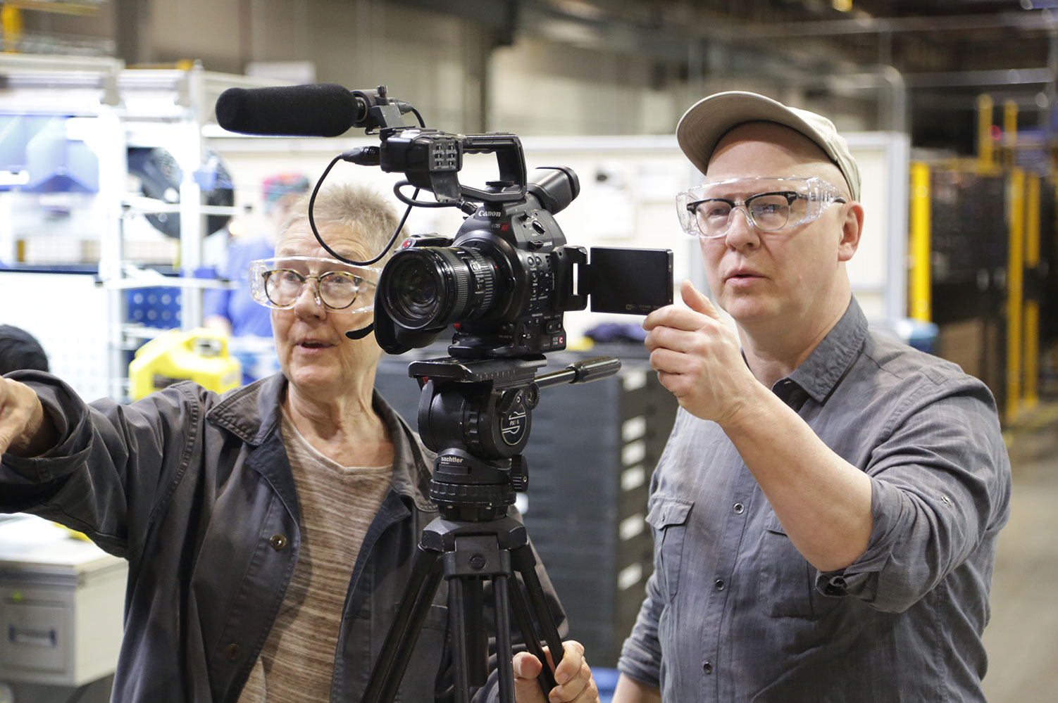 Julia Reichert and Steven Bognar in production on their documentary 'American Factory.' Courtesy of Netflix.