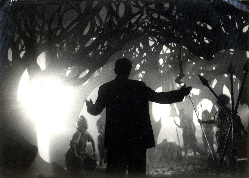 Silhouetted dancers in a scene from Satyajit Ray’s 'Rabindranath Tagore'. Courtesy Criterion Channel.