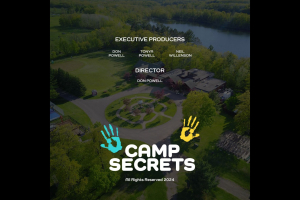 A DRONE IMAGE OF CAMP HEARTLAND  WITH CAPTION TITLES