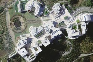 An aerial view of the Getty Center in Los Angeles