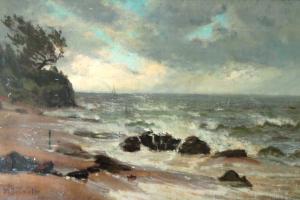 A photo of Edward M. Bannister's painting of the ocean.