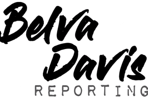 'Belva Davis Reporting' written in black font