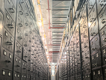 Image of rows of filing cabinets