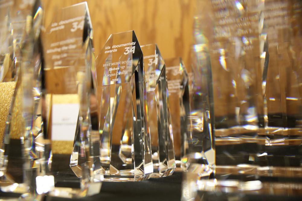 IDA Awards lined up on a table