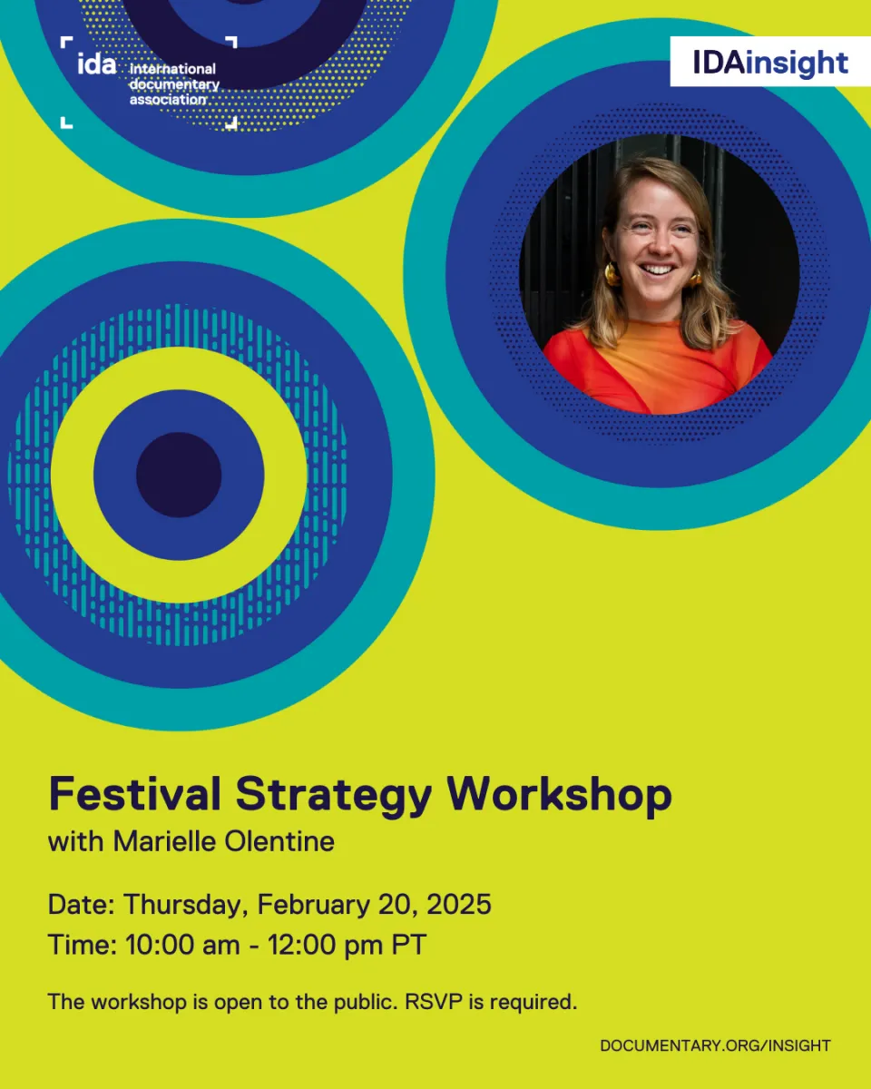 Green and blue flyer for IDA Insight: Festival Strategy Workshop