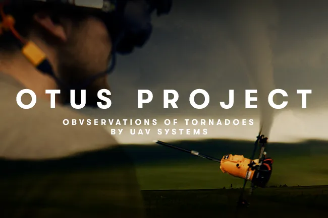 First Person View Drone Pilot Flying a 3D Printed Drone Towards a Large Cone Tornado