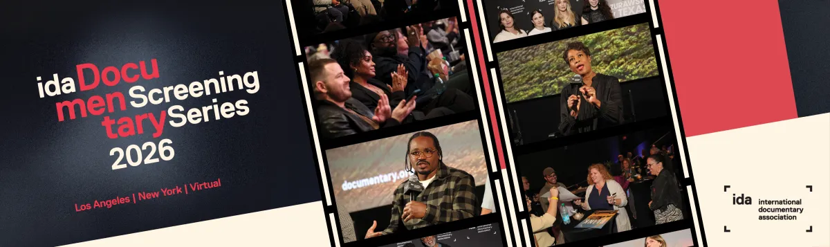 IDA Screening Series 2026 banner with images from events