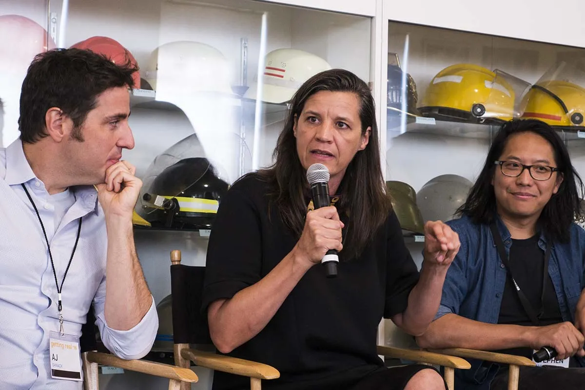 Kisrten Johnson speaking at a session at the 2016 Getting Real conference. Photo: Susan Yin