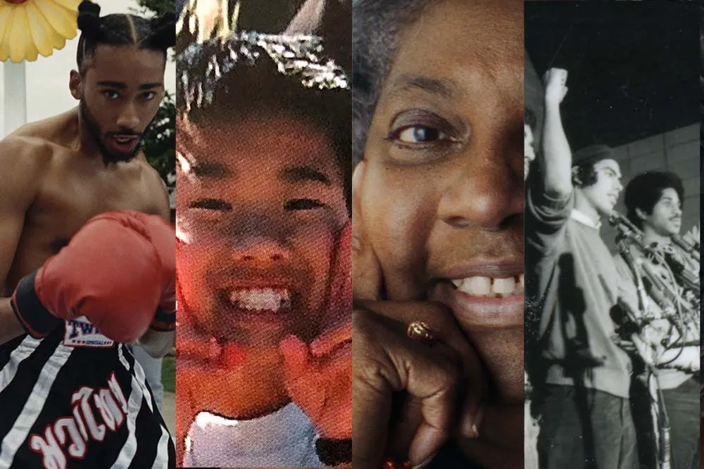 A collage of stills from four New York Times Op-Docs.