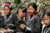 Southeast Asian woman perform traditional instruments