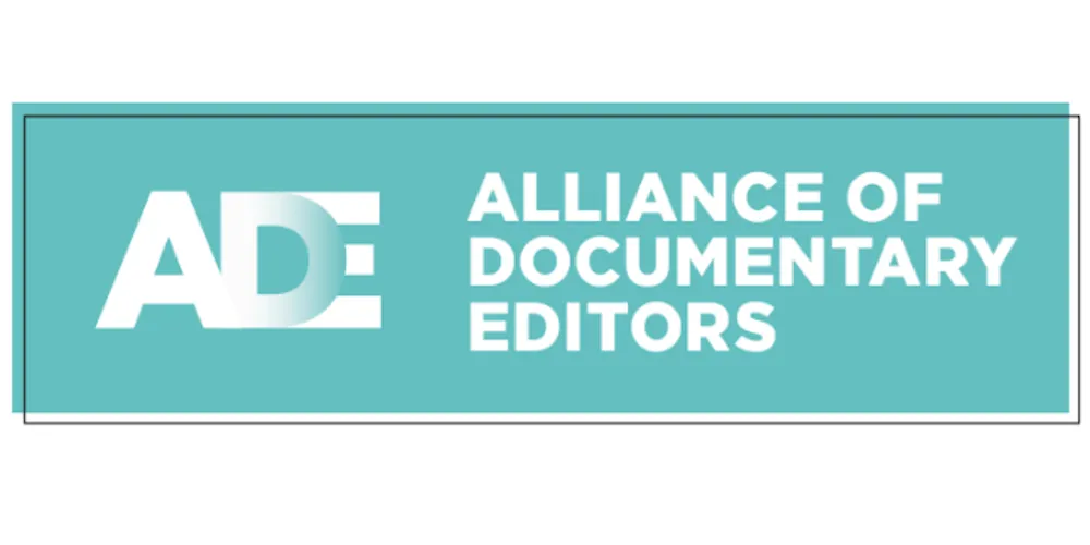 Blue background with ADE logo