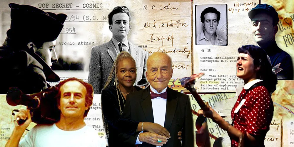 collage of filmmakers, musicians and notebook pages.