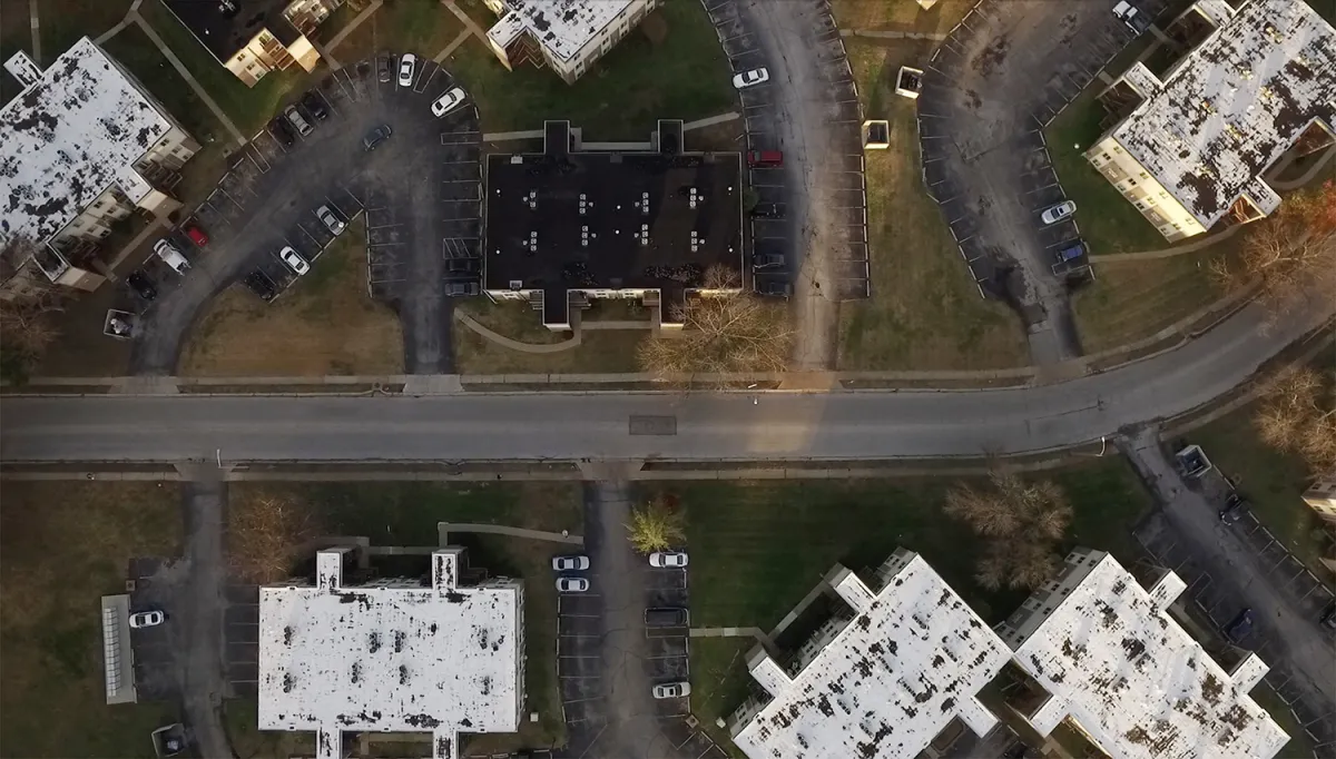 birds eye view of a street