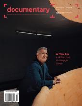 Cover of magazine feat. Rick Perez, a brown-skin toned man leaning against an orange ledge