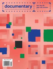 Cover of Documentary magazine, Winter 2022 edition with abstract block design.