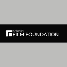 Logo of the Berkeley FILM Foundation in black and white, over a gray background.