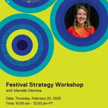 Green and blue flyer for IDA Insight: Festival Strategy Workshop