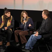 Black Box Diaries Q&A conversation featuring directors Julian Brave NoiseCat, Emily Kassie, and moderated by film journalist Robert Abele.