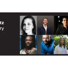 2025 Pare Lorentz grantees headshots. (left to right, top to bottom) Director: Emilia Mello, Producer: Elijah Steven, Director: Juan Javier Pérez Pérez, Producer: Daniela Contreras, Director: Samuel Suffren, Producers: Gaëthan Chancy, Gilbert Mirambeau Jr.