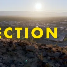 An aerial view of Palm Springs, California with the words Section 14 layered on top.