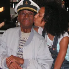 Chelsea Tafoya kisses her Great Grandfather, the GREAT Dr. Harold 'Stumpy' Cromer