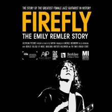 Firefly post - Emily Remler playing guitar with title of movie in yellow above her image. 