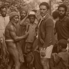 Group photo of members of Ganiga tribe in Papua New Guinea 