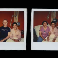 Two polaroid photos: one with protagonist Miguel and his partner, Robert. Another with his mother.  From Cecilia Aldorando’s ‘Memories of a Penitent Heart.’ Courtesy of the filmmaker.