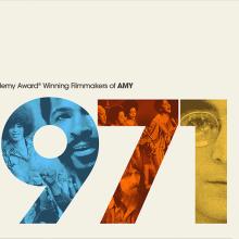 All text: From the Academy Award Winning Filmmaker of AMY, 1971 in much larger text, collage of 70s musicians are inside 1971