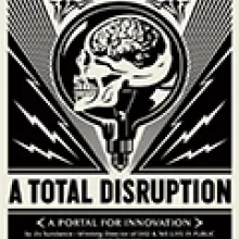 Drawing of a human skull placed over 'A Total Disruption' logo on the bottom.