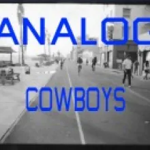 'Analog Cowboys' is written in blue above a picture of a street in Southern California.