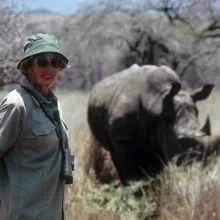 Anna Merz with rhino Samia