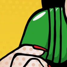 Promotional poster for "The Call": A pop-art style animation shows a closeup of a white woman's hand holding a green telephone receiver to her ear.