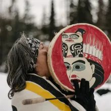 Freda Huson (Chief Howihkat) during a three day ceremony preceding her arrest / credit: MIchael Toledano